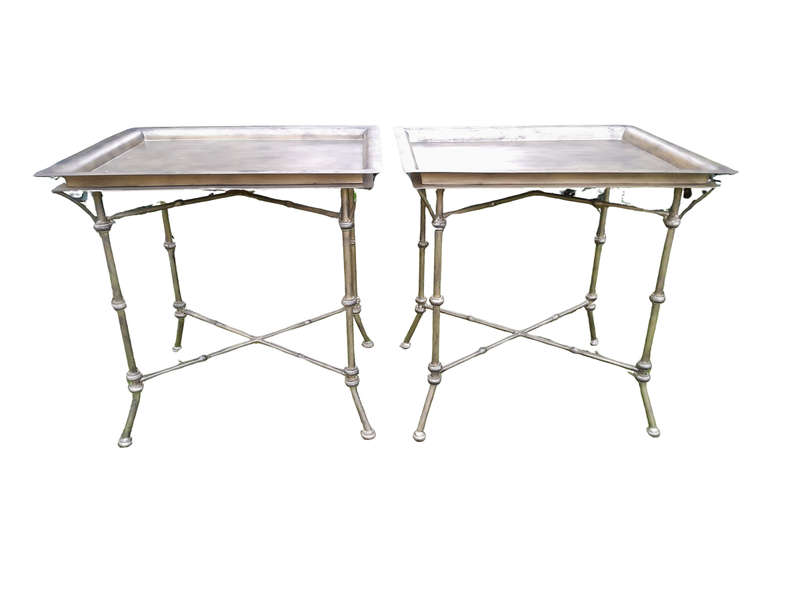 A Pair Of Custom-Made Wrought Iron Side Tables  
