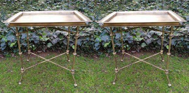 A Pair Of Custom-Made Wrought Iron Side Tables  