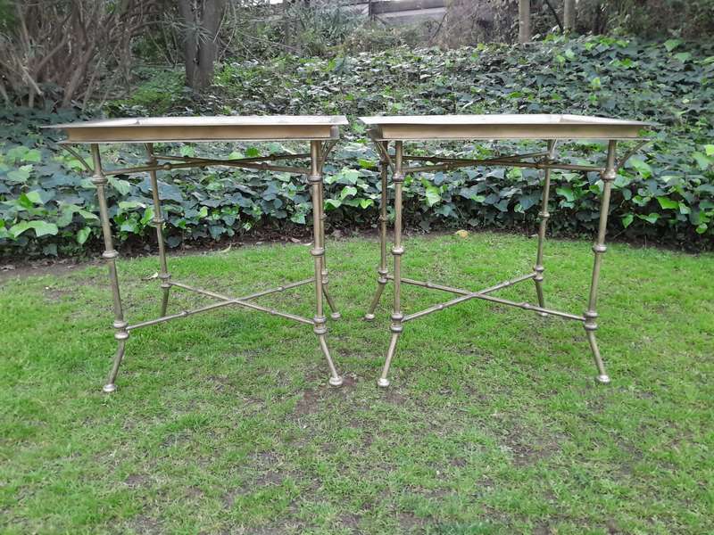 A Pair Of Custom-Made Wrought Iron Side Tables  