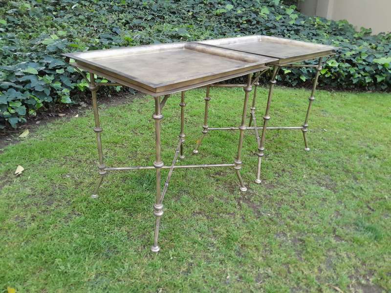 A Pair Of Custom-Made Wrought Iron Side Tables  