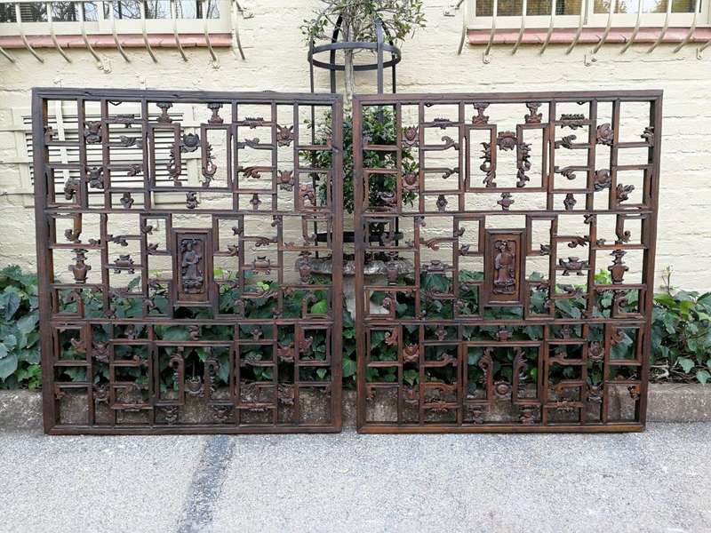 A 19th Century Pair Of Chinese Qing Dynasty Wall Panels