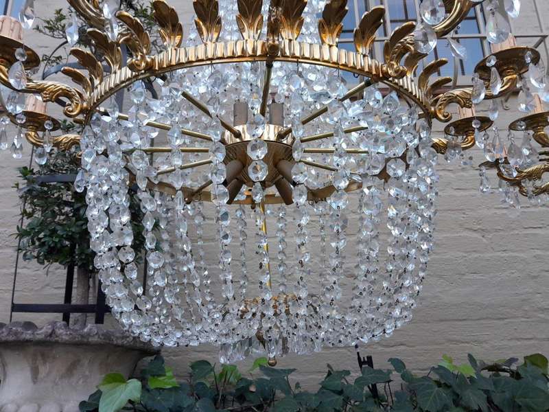A Spectacular and Rare Pair of 20TH Century French Style Large Crystal Chandeliers Fully Restored...