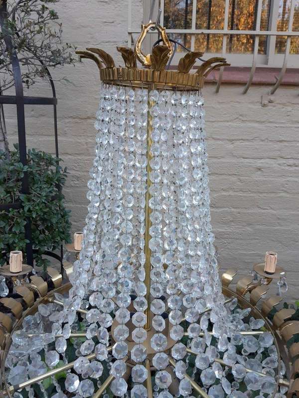 A Spectacular and Rare Pair of 20TH Century French Style Large Crystal Chandeliers Fully Restored...