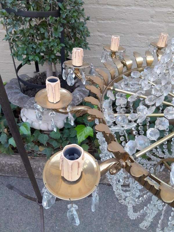 A Spectacular and Rare Pair of 20TH Century French Style Large Crystal Chandeliers Fully Restored...