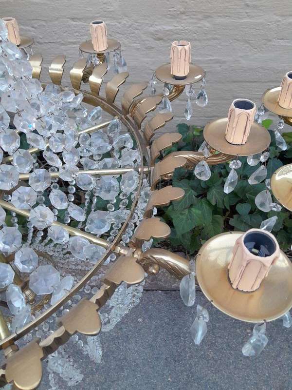A Spectacular and Rare Pair of 20TH Century French Style Large Crystal Chandeliers Fully Restored...