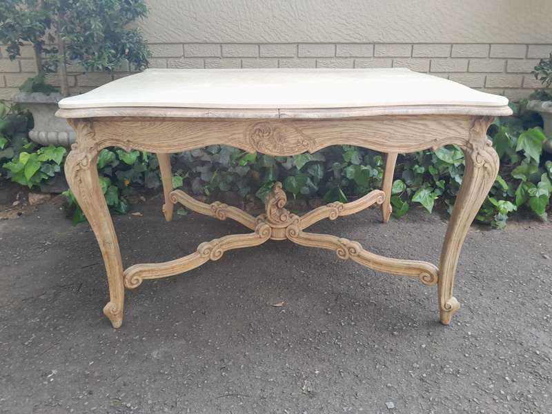 A 20th Century Carved Oak Dining / Entrance Table in a Contemporary Bleached / Natural Contempora...