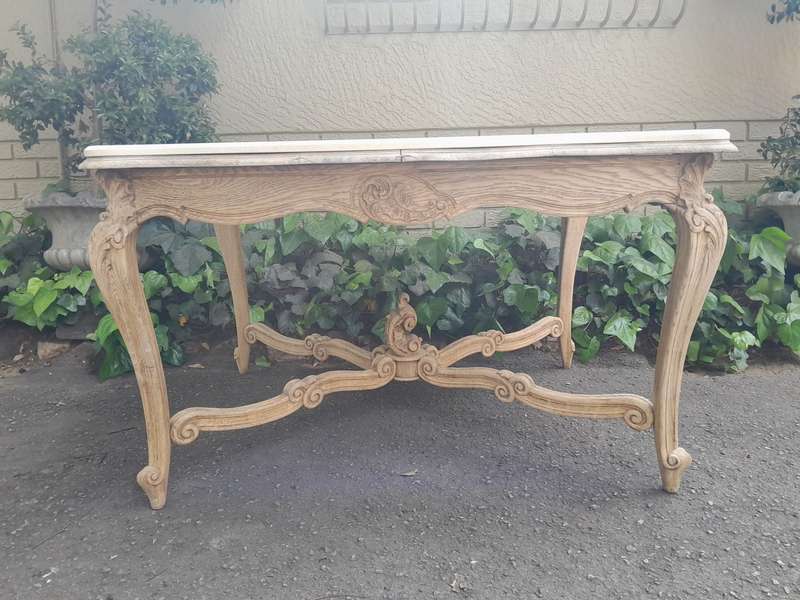 A 20th Century Carved Oak Dining / Entrance Table in a Contemporary Bleached / Natural Contempora...