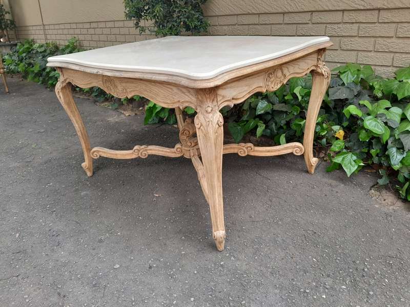 A 20th Century Carved Oak Dining / Entrance Table in a Contemporary Bleached / Natural Contempora...