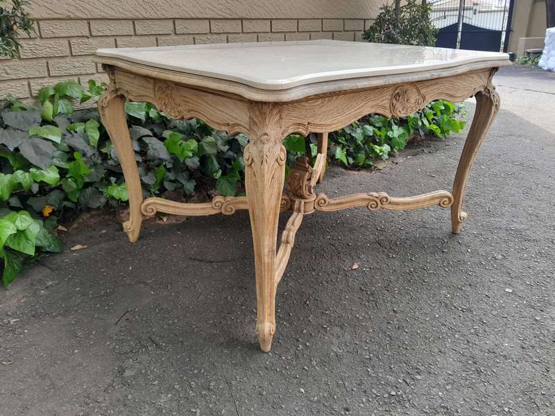 A 20th Century Carved Oak Dining / Entrance Table in a Contemporary Bleached / Natural Contempora...