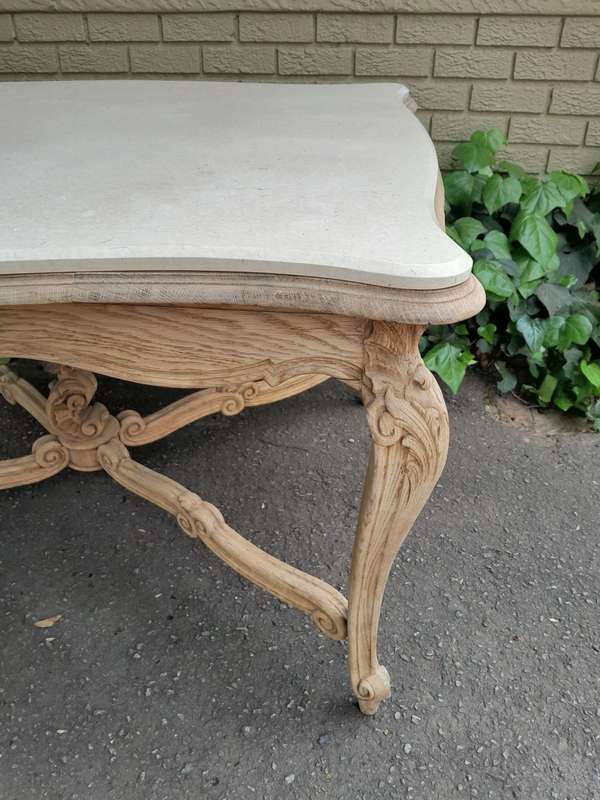 A 20th Century Carved Oak Dining / Entrance Table in a Contemporary Bleached / Natural Contempora...