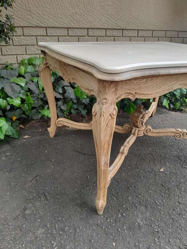 A 20th Century Carved Oak Dining / Entrance Table in a Contemporary Bleached / Natural Contempora...