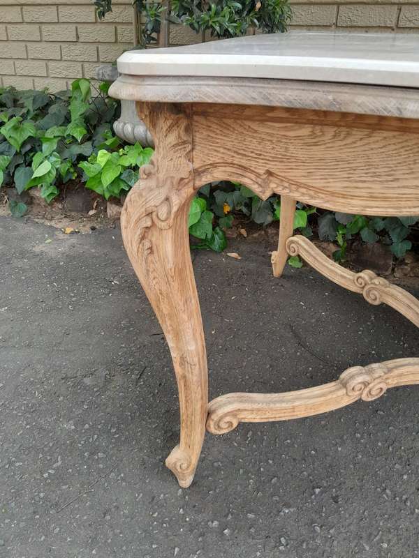 A 20th Century Carved Oak Dining / Entrance Table in a Contemporary Bleached / Natural Contempora...