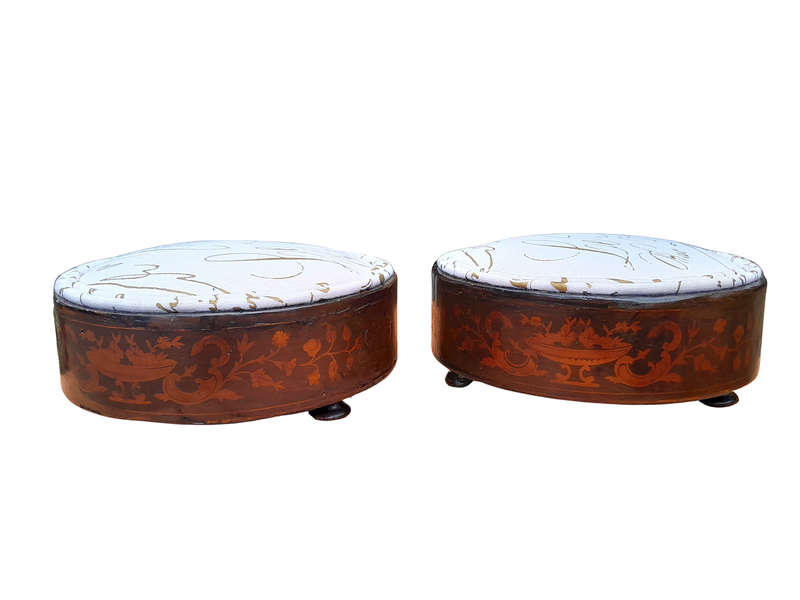 A Victorian Circa Late 19th Century Pair of Rosewood Footstools