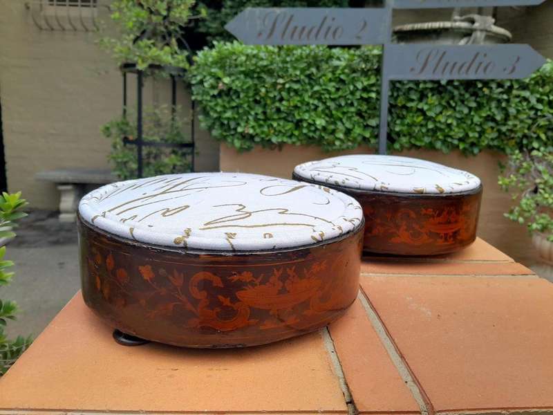 A Victorian Circa Late 19th Century Pair of Rosewood Footstools