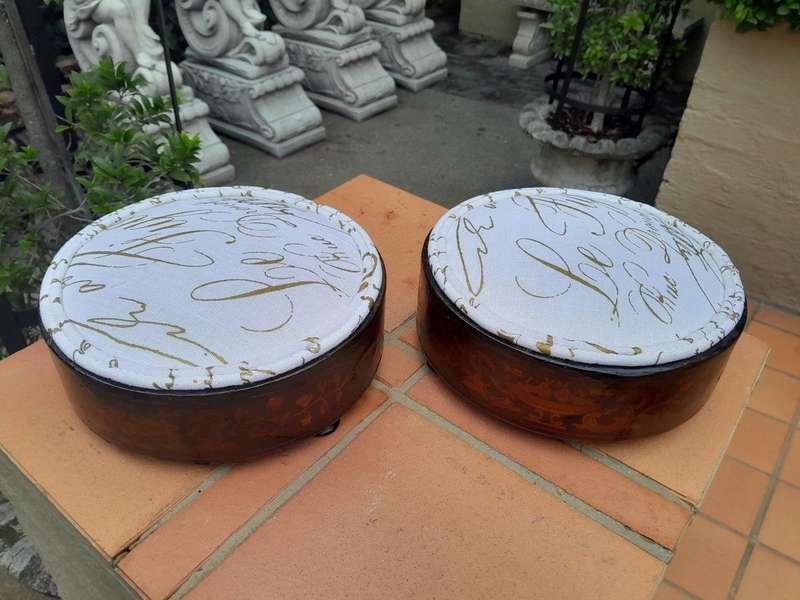 A Victorian Circa Late 19th Century Pair of Rosewood Footstools