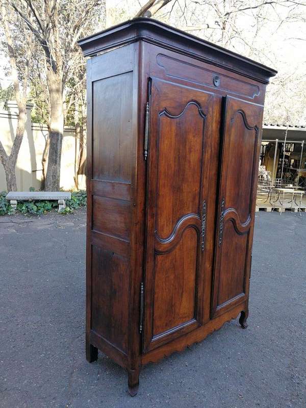 A Late 19th Century Circa 1890 French Oak Provincial Armoire With Metal Escutcheons, With Origina...