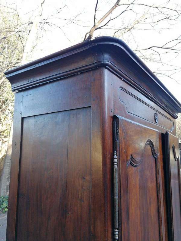 A Late 19th Century Circa 1890 French Oak Provincial Armoire With Metal Escutcheons, With Origina...