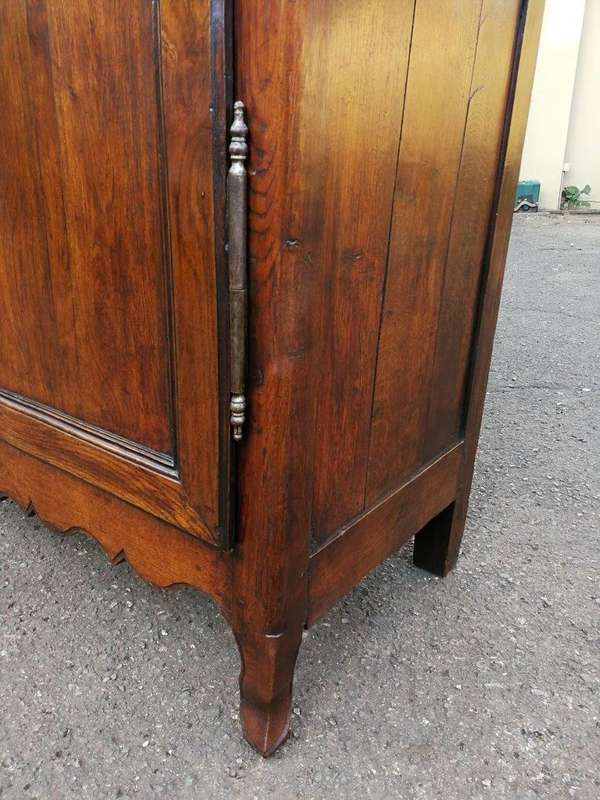 A Late 19th Century Circa 1890 French Oak Provincial Armoire With Metal Escutcheons, With Origina...