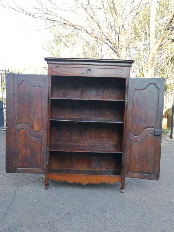 A Late 19th Century Circa 1890 French Oak Provincial Armoire With Metal Escutcheons, With Origina...