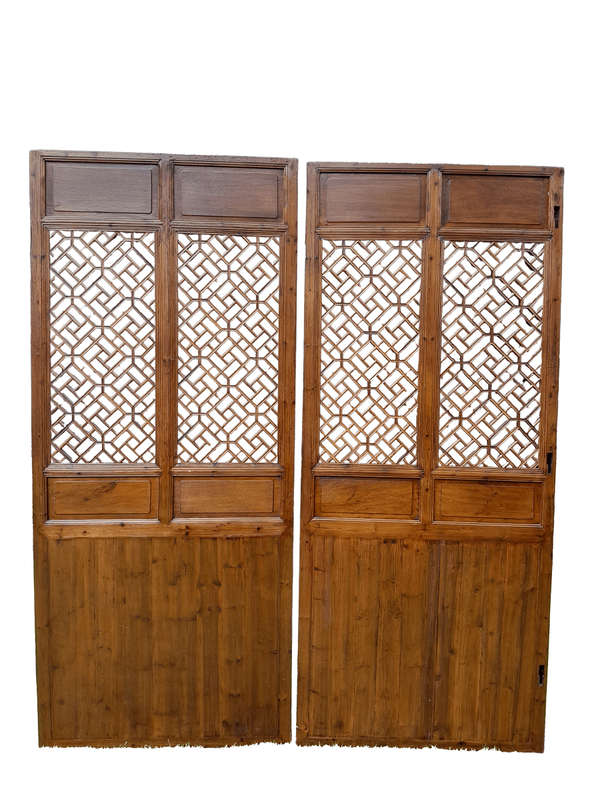 A First Half 20th Century Pair Of Double Chinese Elmwood Screen Panels (2 pairs available)