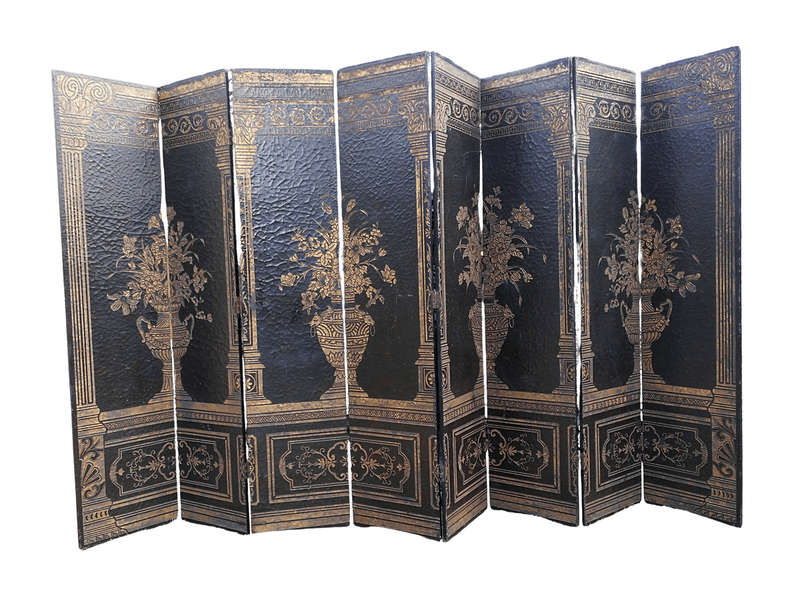 A Circa 1900 French Chinoiserie  Lacquered, Carved And Gilt-Painted Eight-Panel Screen