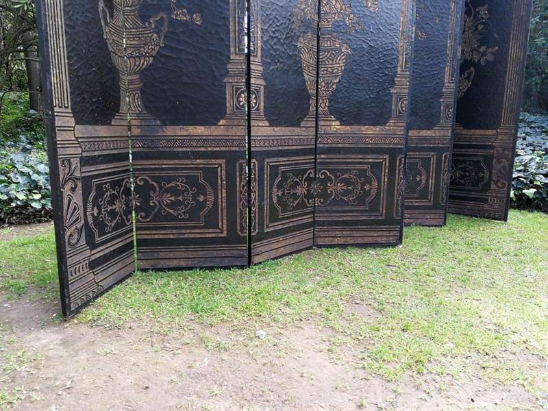 A Circa 1900 French Chinoiserie  Lacquered, Carved And Gilt-Painted Eight-Panel Screen