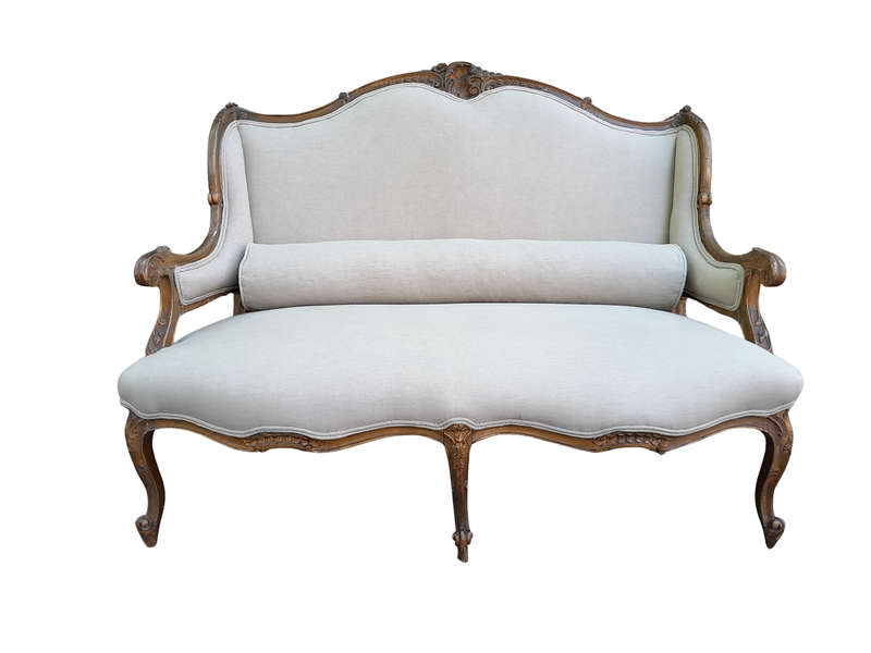 A Late 19th Century / Early 20th Century French Carved Walnut Settee+C18