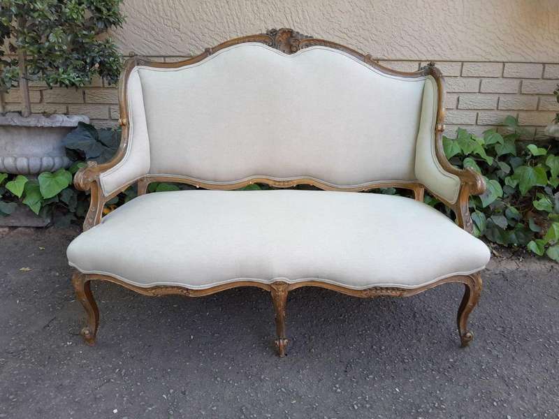 A Late 19th Century/Early 20th Century French Carved Walnut Settee+C18