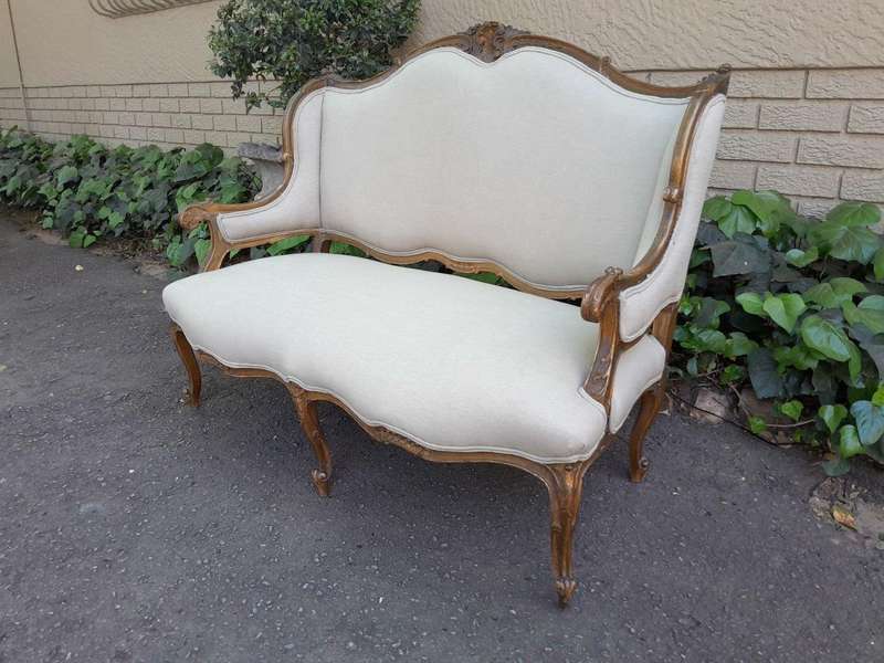 A Late 19th Century/Early 20th Century French Carved Walnut Settee+C18