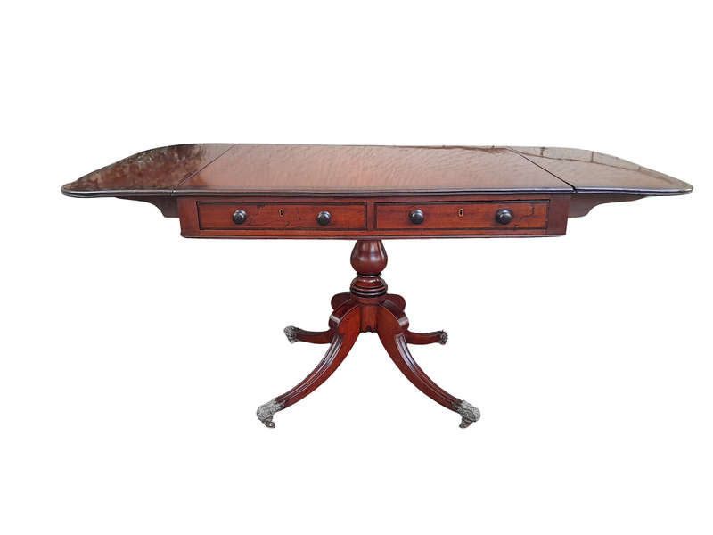 A Late 19th Century Circa 1880 Victorian Mahogany and Rosewood Pembroke Library Table with a Pair...