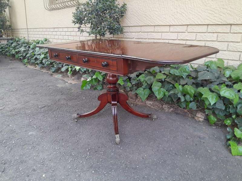 A Late 19th Century Circa 1880 Victorian Mahogany and Rosewood Pembroke Library Table with a Pair...