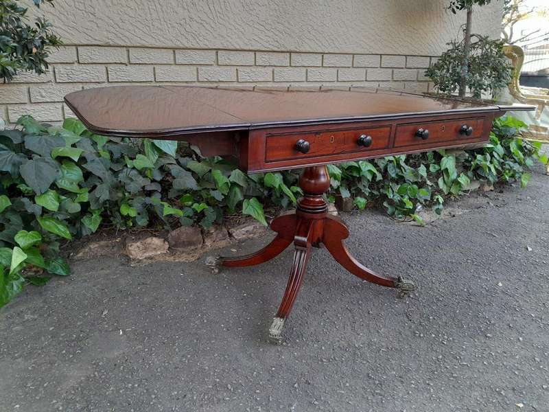 A Late 19th Century Circa 1880 Victorian Mahogany and Rosewood Pembroke Library Table with a Pair...