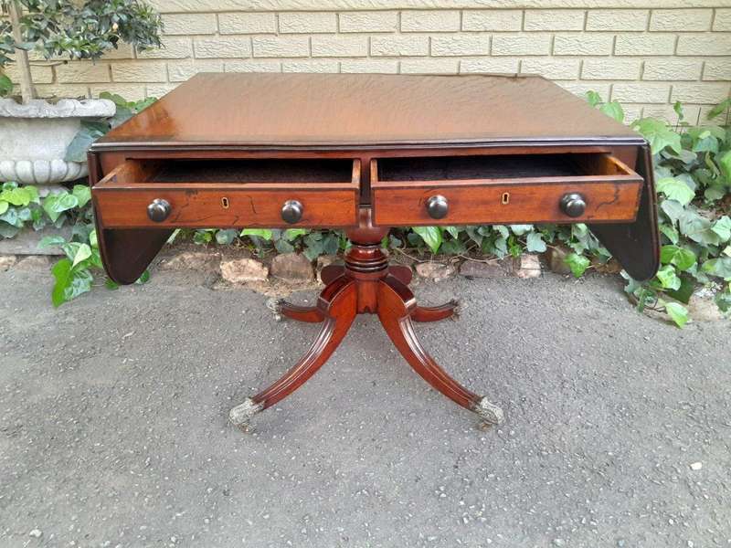 A Late 19th Century Circa 1880 Victorian Mahogany and Rosewood Pembroke Library Table with a Pair...