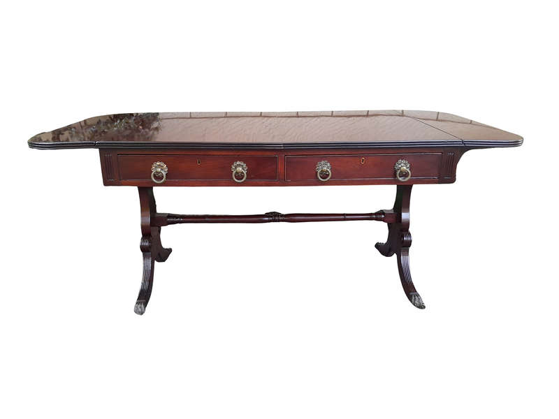 A Victorian Circa 1870, Mahogany Drop-side Library Table, With Drawers and Brass Escurcheons (the...