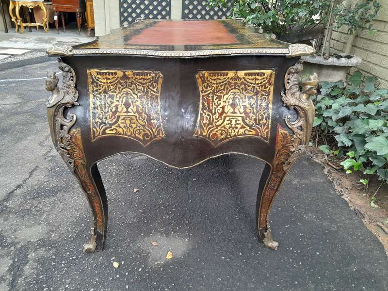 A 19th Century Circa 1850 French Louis XV-style Napoleon III Period Boulle Marquetry Bureau Plat ...
