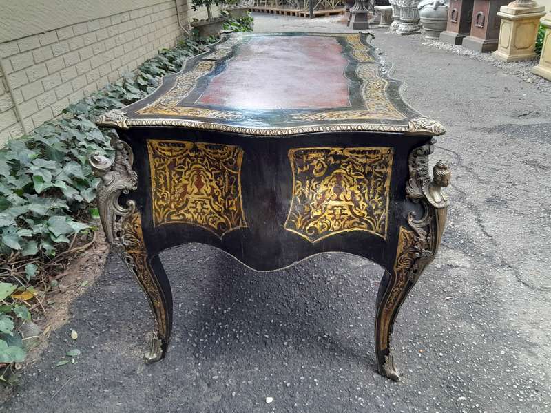 A 19th Century Circa 1850 French Louis XV-style Napoleon III Period Boulle Marquetry Bureau Plat ...