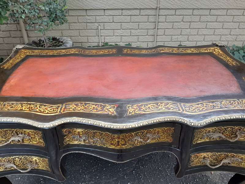 A 19th Century Circa 1850 French Louis XV-style Napoleon III Period Boulle Marquetry Bureau Plat ...