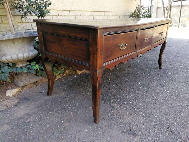 A Late 19th Century Circa 1880s Oak Server With Brass Handles And Three Drawers