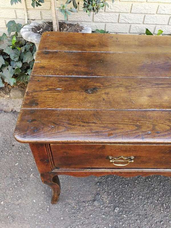 A Late 19th Century Circa 1880s Oak Server With Brass Handles And Three Drawers