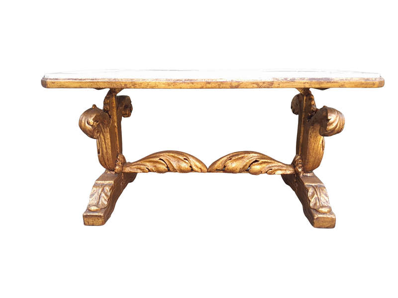 A 20th Century Carved and Giltwood Coffee Table with Marble Top