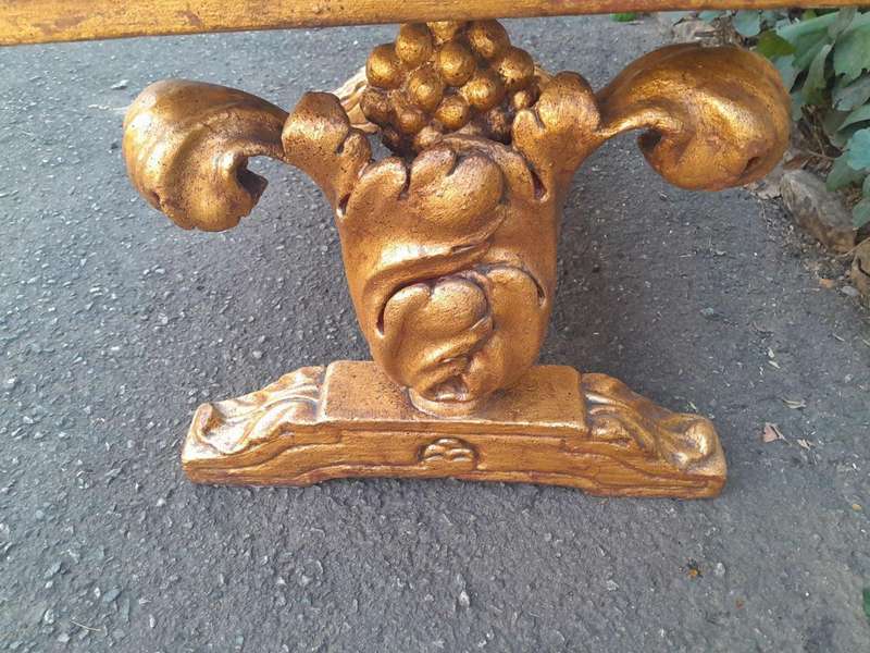 A 20th Century Carved and Giltwood Coffee Table with Marble Top