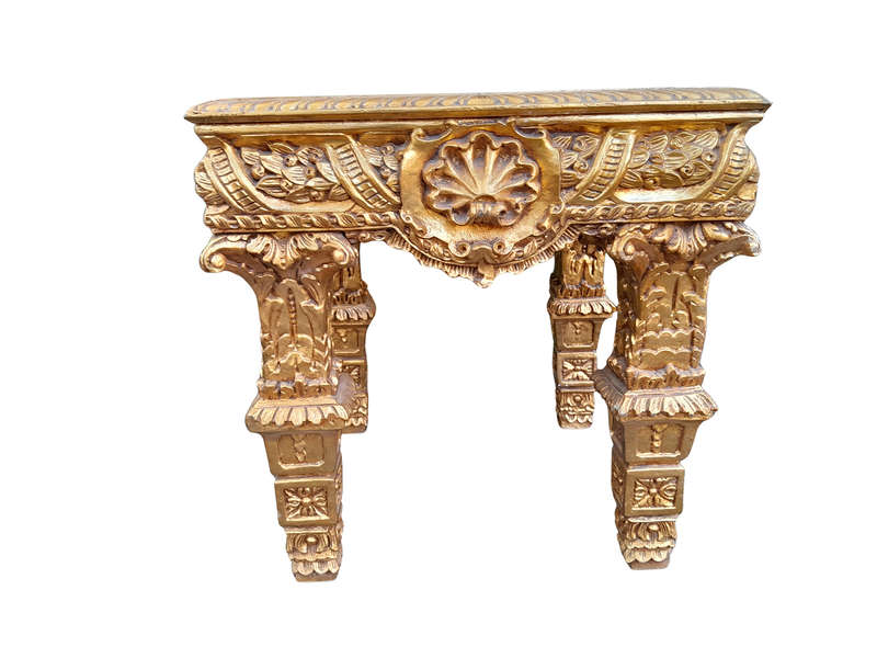 A 20th Century French Style Ornately Carved Side Table with Marble Top