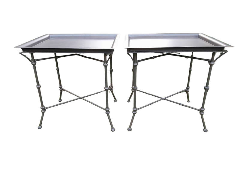 A Pair Of Custom-Made Wrought Iron Side Tables  - Charcoal