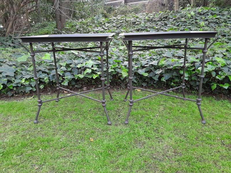 A Pair Of Custom-Made Wrought Iron Side Tables  - Charcoal