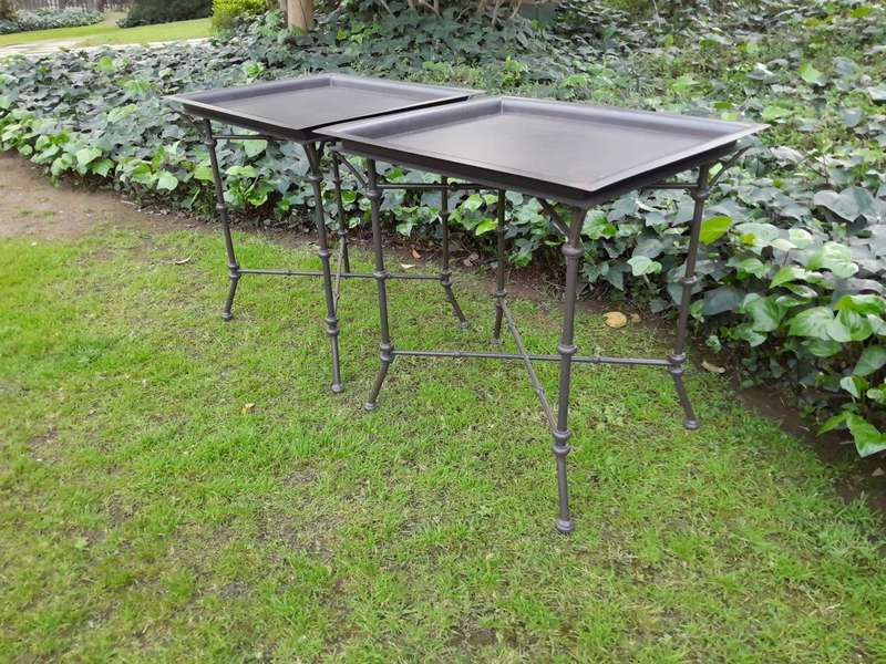 A Pair Of Custom-Made Wrought Iron Side Tables  - Charcoal