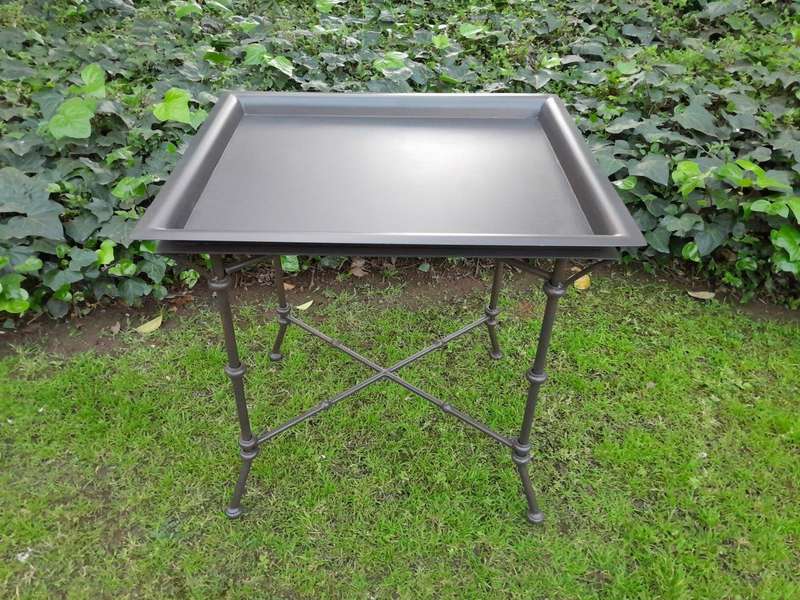 A Pair Of Custom-Made Wrought Iron Side Tables  - Charcoal