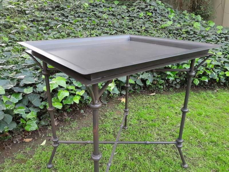 A Pair Of Custom-Made Wrought Iron Side Tables  - Charcoal