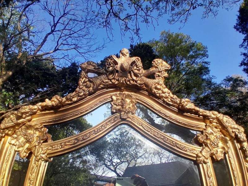 An Ornate Carved Rococo French Style Bevelled Mirror