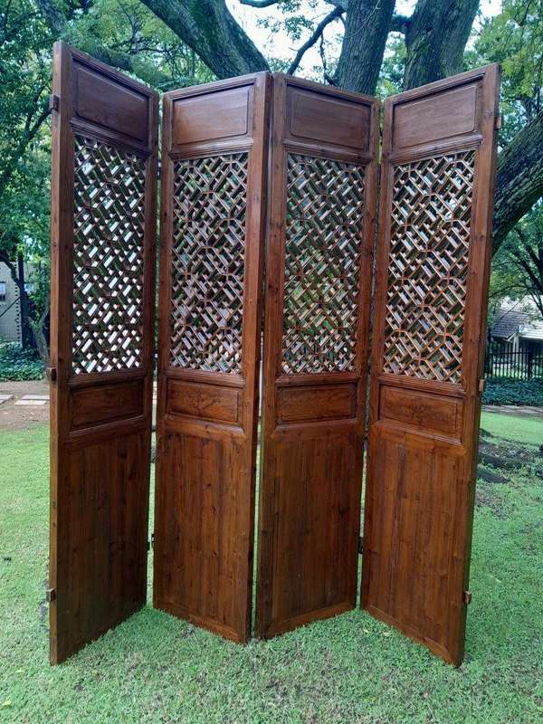 A First Half 20th Century Set Of 4 Single Chinese Elmwood Screen Panels