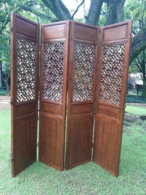 A First Half 20th Century Set Of 4 Single Chinese Elmwood Screen Panels